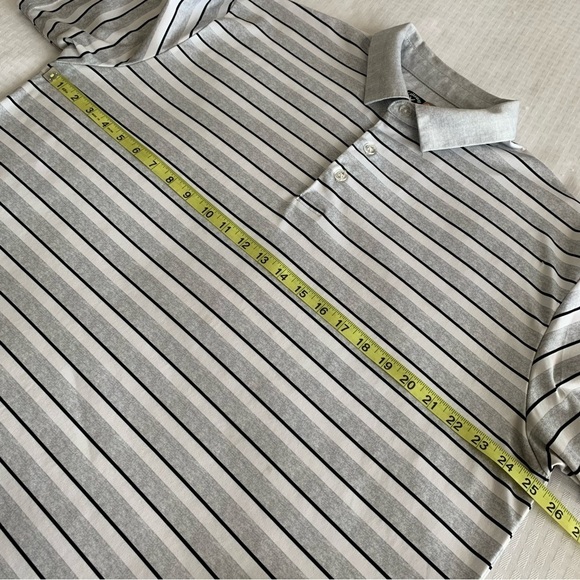 Callaway Opti Dri Golf Polo Shirt Mens XL Gray stripe Spellout logo Wicking - Picture 8 of 9